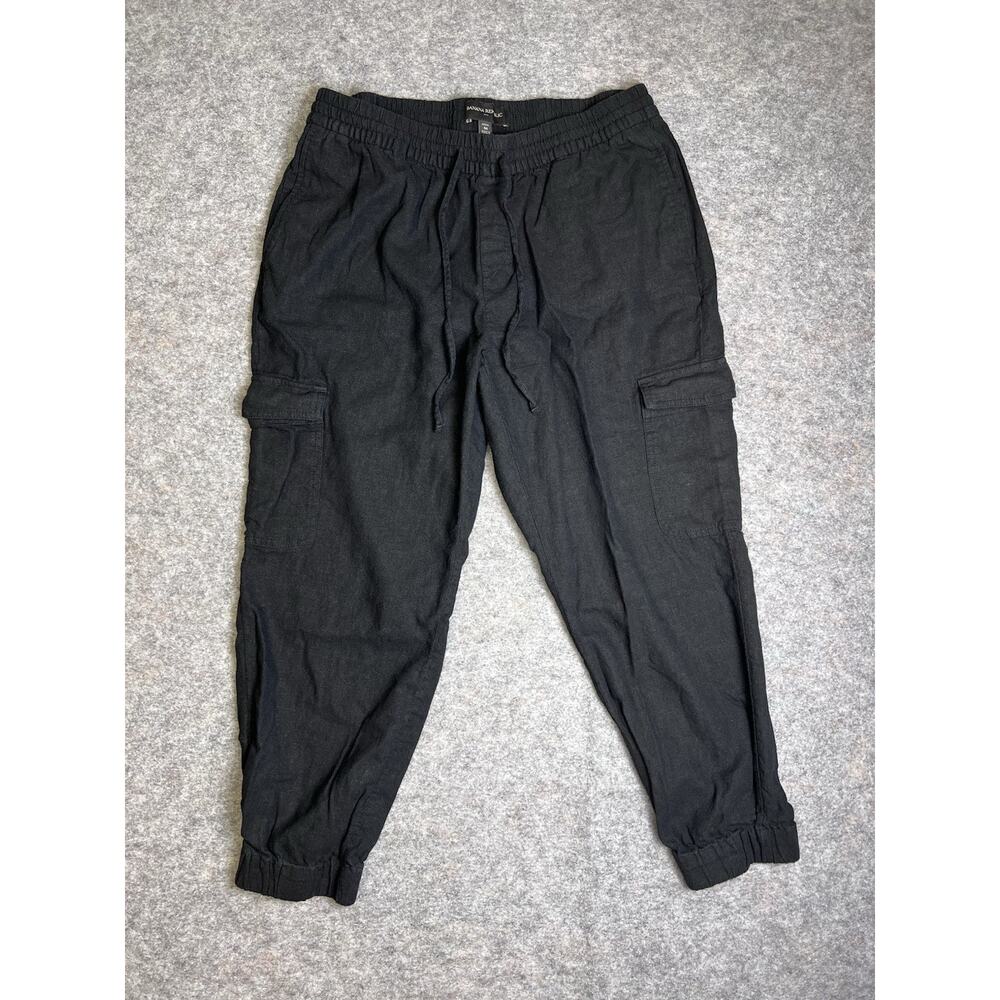 Banana Republic Black Linen Blend Cargo Lightweight Joggers Women Size Petite M